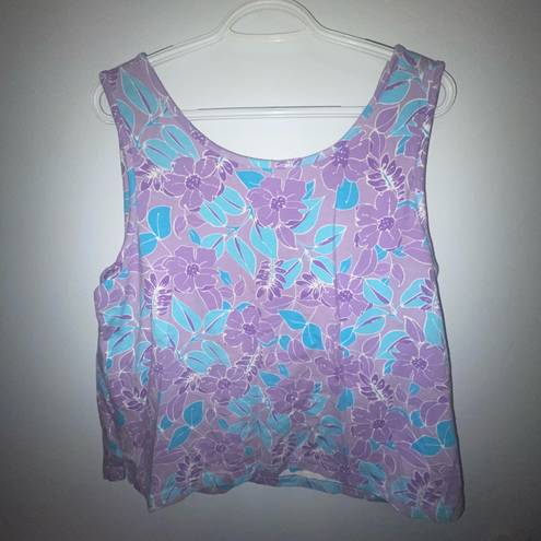 Carole Hochman Purple and Blue Floral Top with Built in Bra