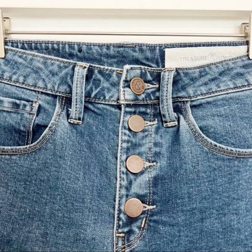 Treasure & Bond  Denim Button Fly High Waisted Cuffed Jean Shorts Blue Size 26