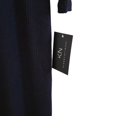 Klassy Network  Crew Neck Long Sleeve Ribbed Maxi Dress Black Size Medium