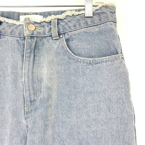 Oak + Fort  Women's Size 27 High Rise Cuffed Straight Jeans Blue Light Wash