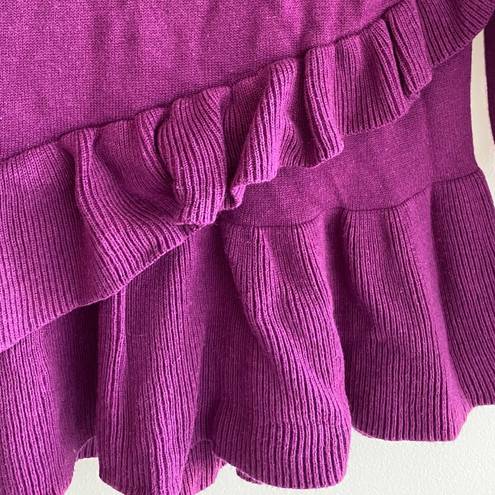 Isaac Mizrahi  Crewneck Ruffled Sweater, Fall Sweater, Size Medium, Fuchsia