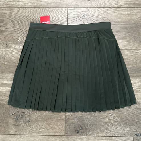 Spanx  14” High Rise Get Moving Pleated Dark Palm Green Tennis Golf Skirt Size L