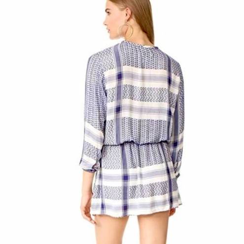 Rails  Adelinel Dress Sapphire Jacquard Navy White Tassle Long Sleeve Size M