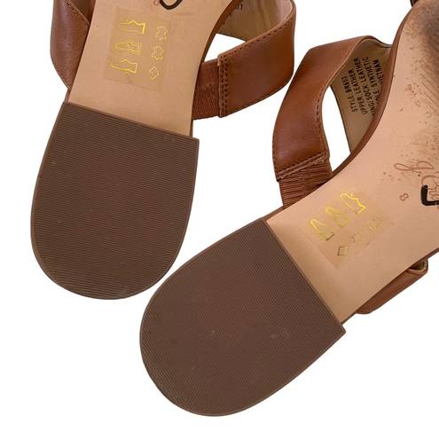 J.Crew  Leather Hazel Cutout Flat Sandals Rich Oak Size 8