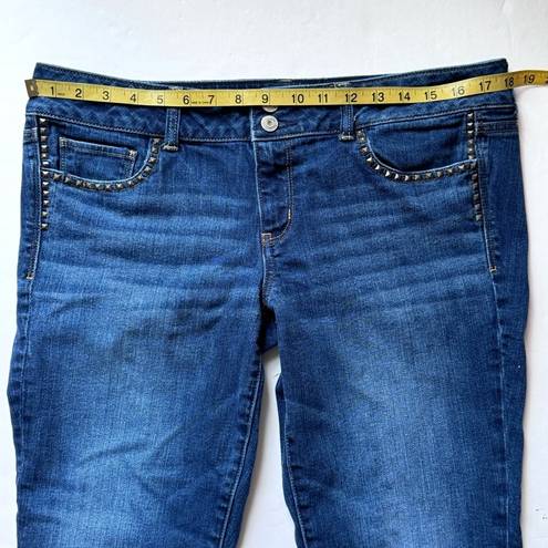 American Eagle  Artist Crop Jeans 14 Womens Studs Stretch Medium Wash Denim Ankle