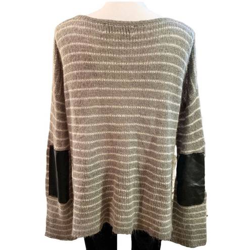 Vintage Havana WOMEN’S  gray stripe elbow patch sweater