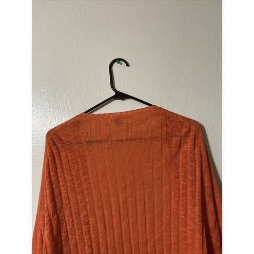 J.Jill  Cardigan Sweater Womens Large Orange Linen Blend Lagenlook Slouchy