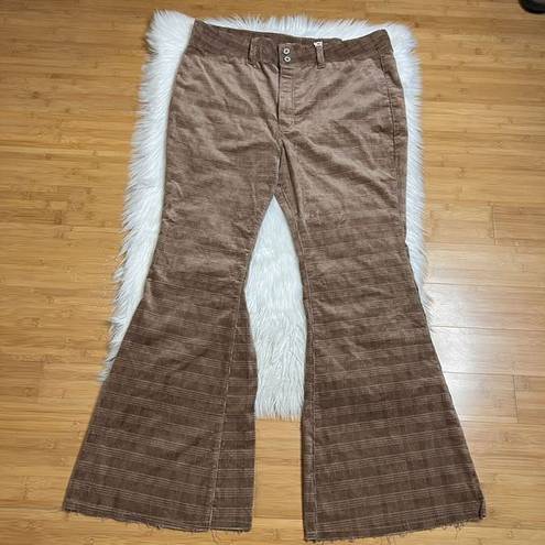 KanCan USA Kancan Corduroy Pants Womens 34x32 Brown Textured Flare Wide Leg High Rise NEW