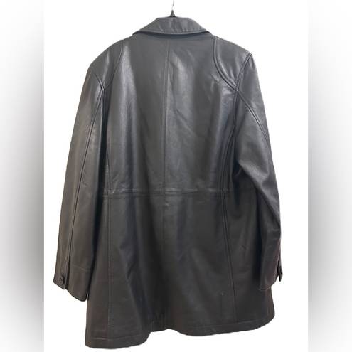 Bernardo B  Connection Black long Leather Jacket removable liner Sz medium