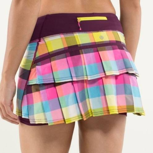 Lululemon  Pace Setter Skirt Vibrant Plum Plaid Sea Check Size 6 RARE!