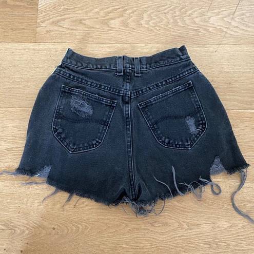 Furst of a Kind  - Distressed High Waist Shorts in Black Denim