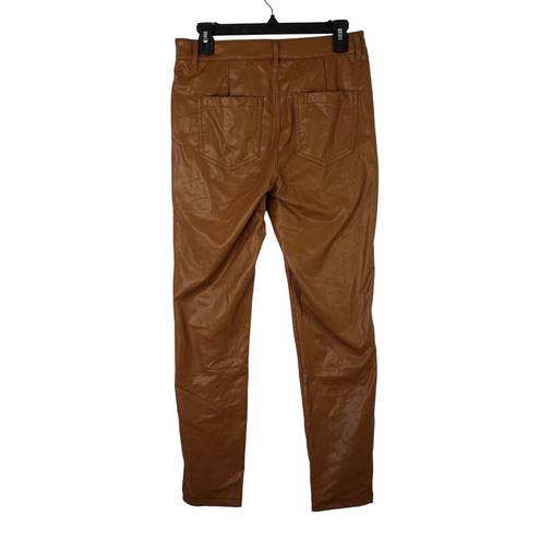 REWASH  Juniors' 11 Light Brown High Rise Vegan Leather Skinny Pants Cropped