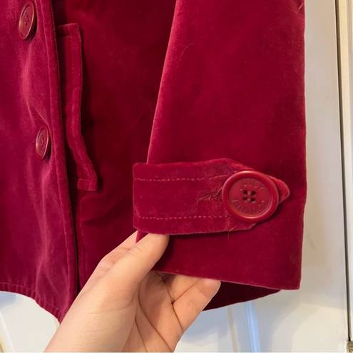 Juicy Couture  Magenta Red Velvet Vintage Pea Coat