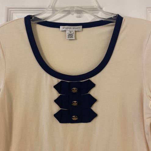 St. John  Blouse size S excellent condition color cream and navy blue color