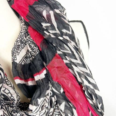 Big Buddha NWT  Red Black Tan Semi-Sheer Infinity Scarf New