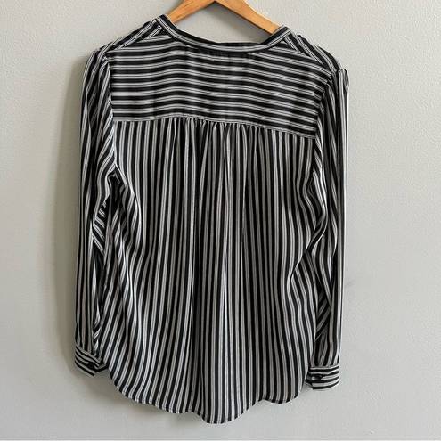 Popsugar  NWT Striped Long Sleeve Button Down Shirt Classic Black and White Top