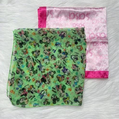 Disney BUNDLE (2)  Mickey Minnie & Sasa Malaysia Pink Silk Square Bandana/Scarf