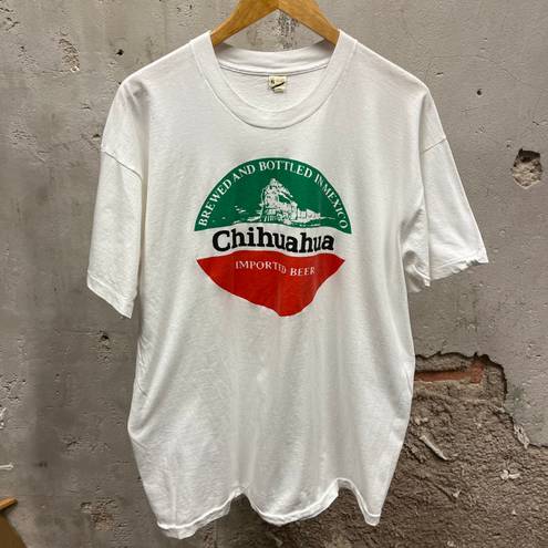 The Vintage Shop Vintage 1990s Chihuahua Mexico Bottled Beer White Single Stitch Graphic Tee XL