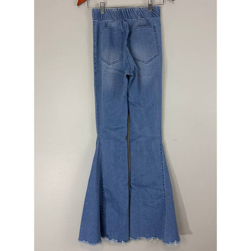 Lee Laynee &  High Rise Pull On Frayed Hem Bell Bottom Jeans Sz S