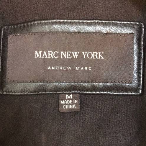 Marc New York  Women’s Dark Brown Leather Faux Trim Jacket