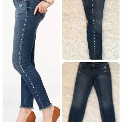 INC  Silver studded side panel skinny jeans! Distressed Hem