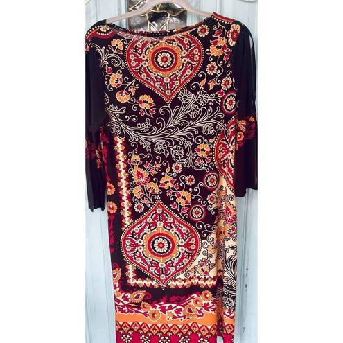 Tiana B  Autumn Paisley Print Split Sleeve Dress Women's Size Medium