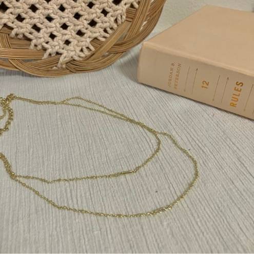 American Vintage Gold Bar “Leontine” Minimalist Gold Tone Chain Necklace Simple Classy Elegant Style