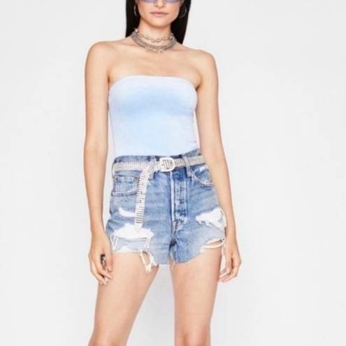 American Apparel NEW  Light Blue Velvet Bodysuit