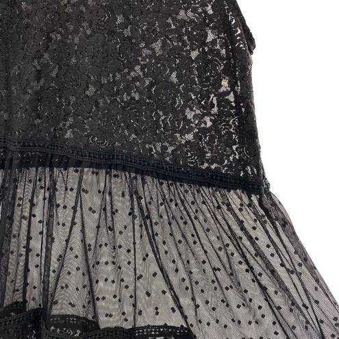 Umgee  Women’s Sheer Black Lace Tank Tunic Top Blouse