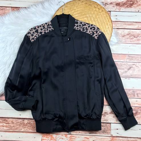 All saints cleo lyos leopard bomber jacket