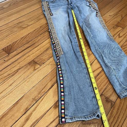 Pilcro  Anthropologie Slim Boyfriend Cropped Jeans Aztec Tuxedo Stripe Size 26