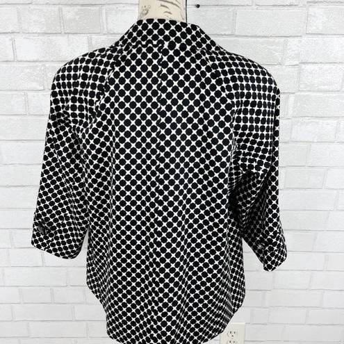 Talbots  Black & White Geometric Fully Lined Career Blazer Jacket Womens Size 12