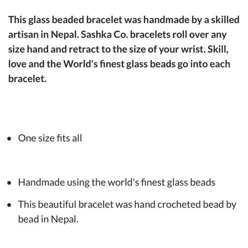 Krass&co SASHKA  Artisan Crafted Glass Beaded Bracelet from Nepal White & Clear Diamond