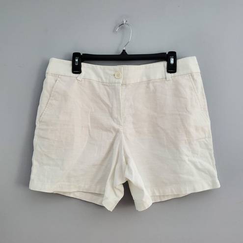 The Loft  Outlet White Cotton Mid Rise 6" Short Shorts 10