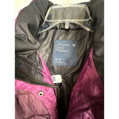 American Eagle  Womens Vest Puffer Quilted Full Zip Snaps Lined Pockets Purple M