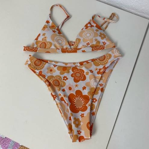 Aurelle Swim  X McCall Mitchell White and Orange Floral Bikini