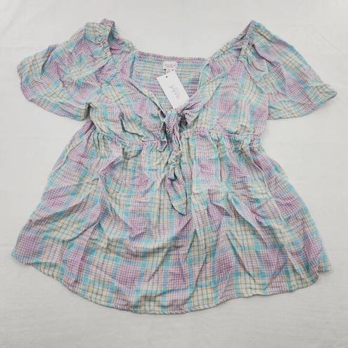 Isabel Maternity  by Ingrid & Isabel Size XL Multocolor Plaid Tie Front Blouse