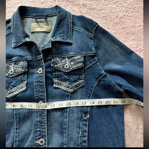 Rhythm  In Blues Women's Denim Jean Jacket Stretch Button Up Size Small