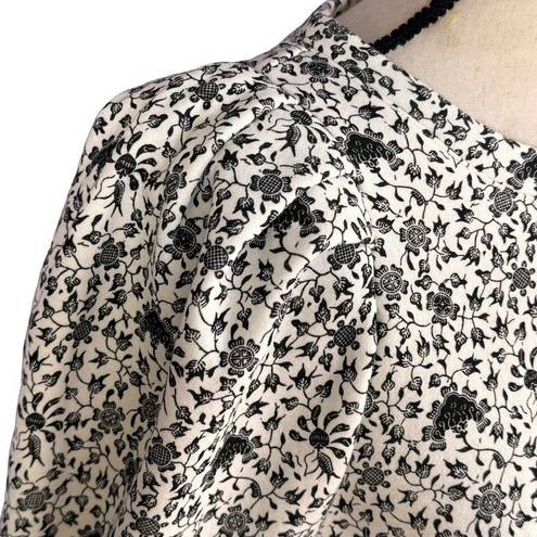 INC  X-Small Sweatshirt Top Floral Crew Neck Puff Sleeves Elastic Waist Stretch