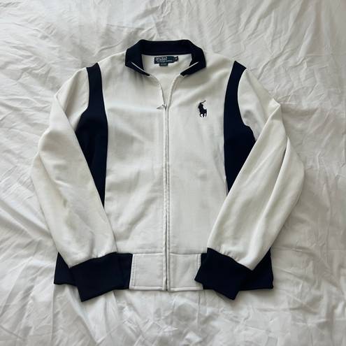 Polo by Ralph Lauren full zip jacket Size medium Condition: great Color: white and navy Details : - Full zip