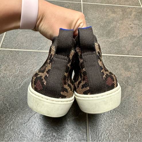 Rothy's Rothy’s The Chelsea Wildcat Cheetah Leopard Shoes Slip On Sneakers Brown 8