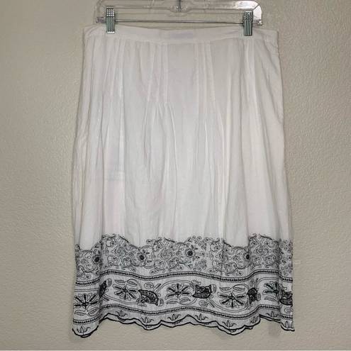 Pendleton  100% Cotton White Embroidered Pleated Skirt