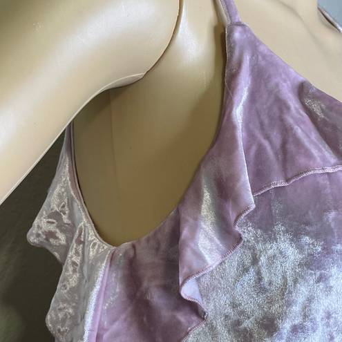 Grayson Threads Grayson Thread Velour Ruffled Tank Top Light Purple Size Medium