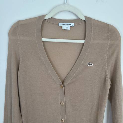 Lacoste  Extra Fine Merino Wool Button Front Cardigan NWOT Academia Sweater