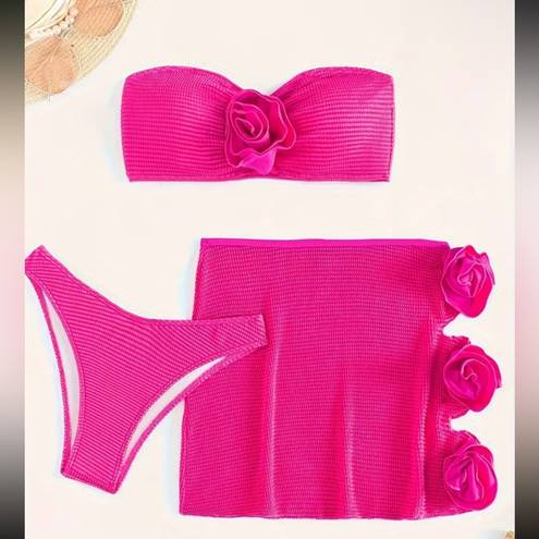 Blossom Pink 3D Rose  Bikini Set