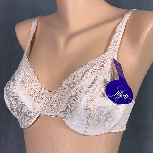 Second Skin Vintage New Lilyette Bra Size 36B Peach  Satin Style 0884 Lace