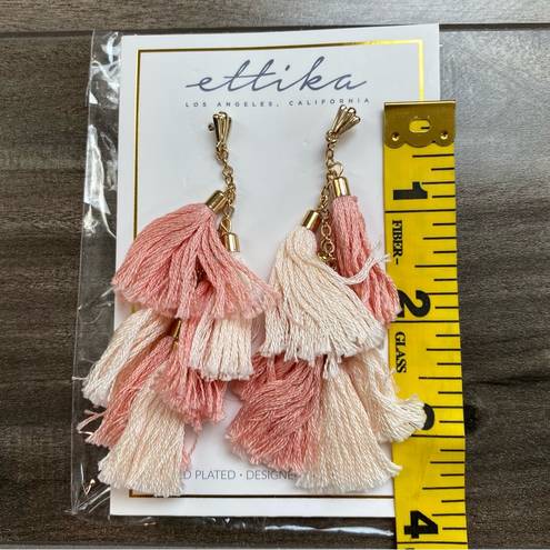 Ettika  Pink Daydreamer Tassel 18k Gold Plated Earrings