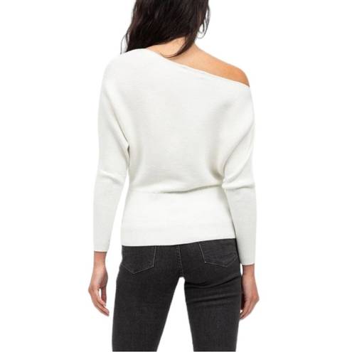 n:philanthropy  White Ribbed Off Shoulder Long Sleeve Sweater NWT size Large