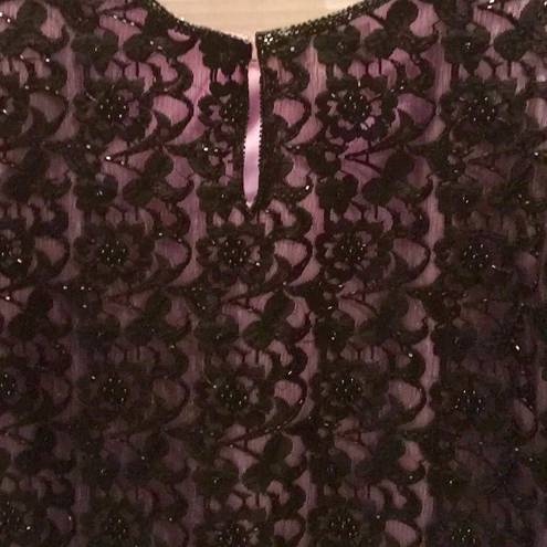 Laurence Kazar  VINTAGE BLACK LACE BEADED ILLUSION