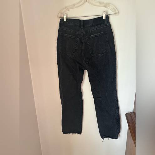 Abercrombie & Fitch Abercrombie black distressed dad high rise button fly jeans size 6S curve love